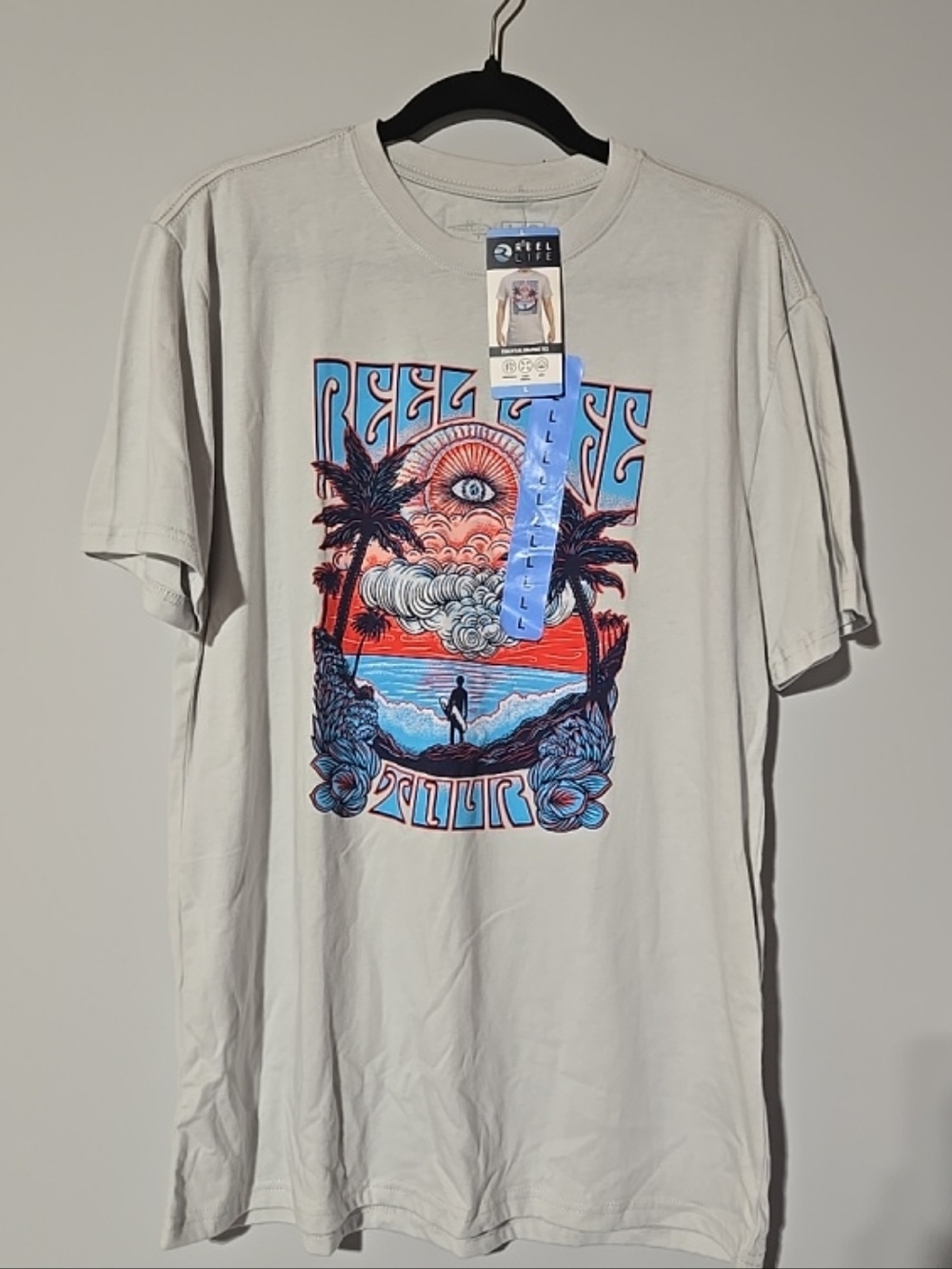 Reel Life Coastal Graphic Tee - Light Gray
